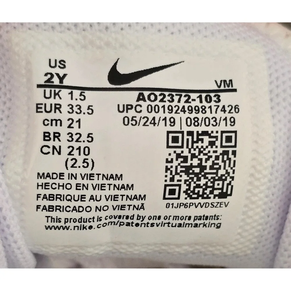 Nike Air Max 270 White‎ Sneakers Youth Size 2Y